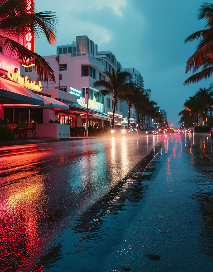 Deszczowe Miami beach
