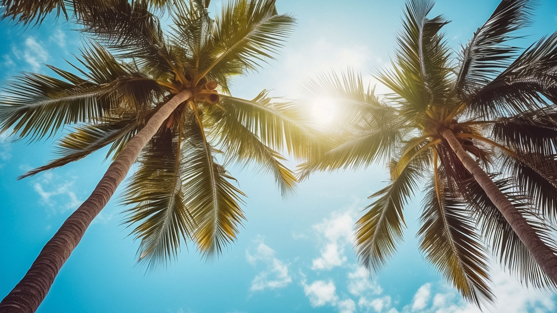 pogoda-słońce i palmy w Miami-Beach